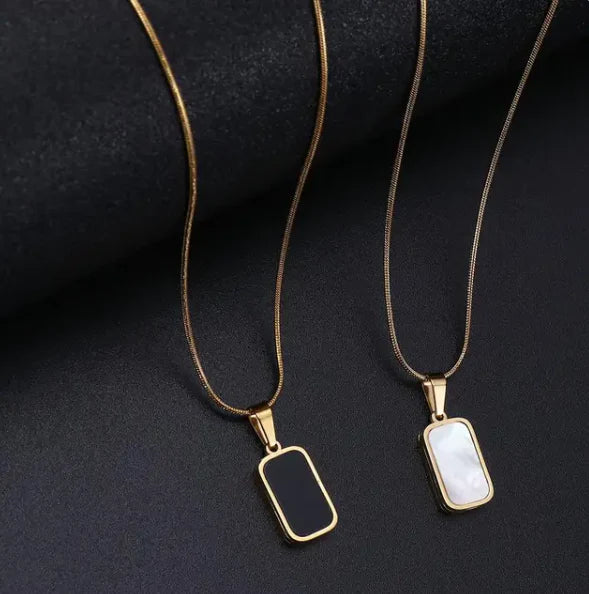 TRUSTYFY  Rectangle Double Sided Delicate Pendant Necklaces