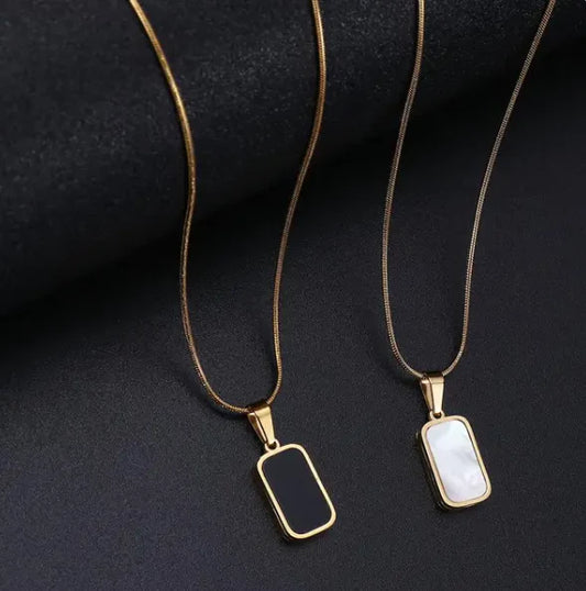 TRUSTYFY  Rectangle Double Sided Delicate Pendant Necklaces
